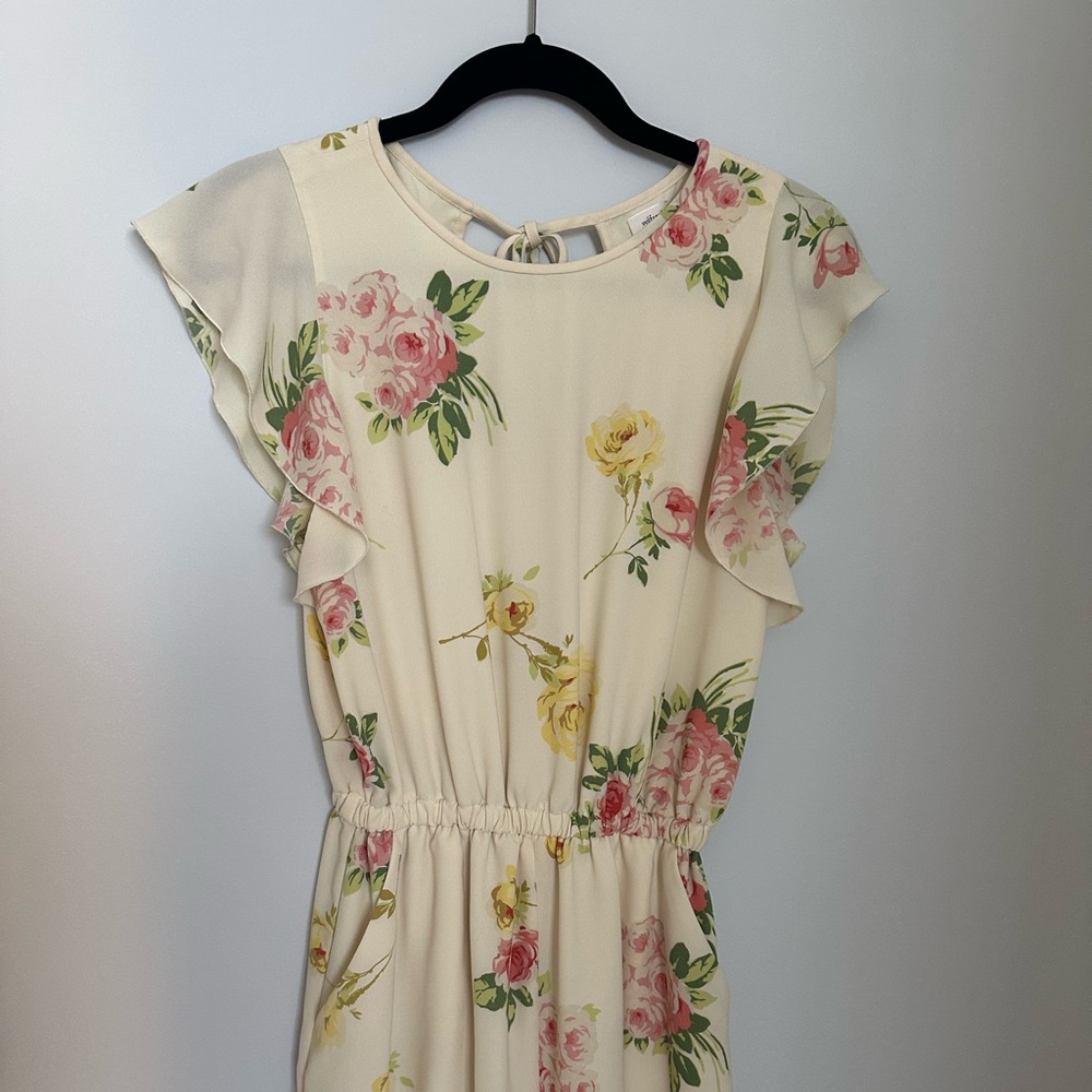 Yellow/floral open back romper from aritzia